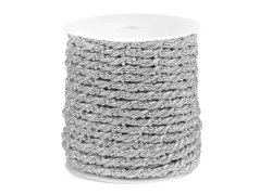 Šňůra kroucená lurex, kuličkový řetízek stříbrná
