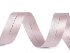Stuha s lurexem šíře 25 mm pudrová